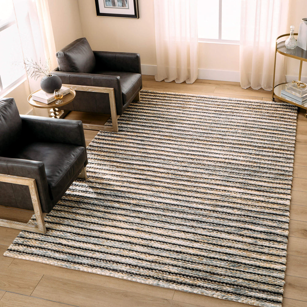 Natural Luxe Blue Ivory Stripe - N1015 - 7' x 9'
