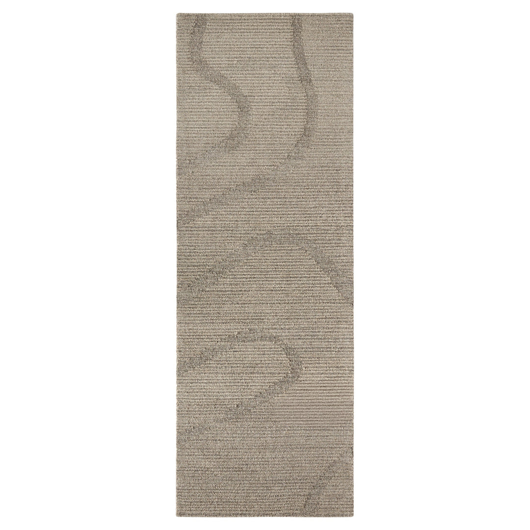 Contempo Charcoal Brown Beige Stripe Swirl - N2010 - 3' x 10' Runner