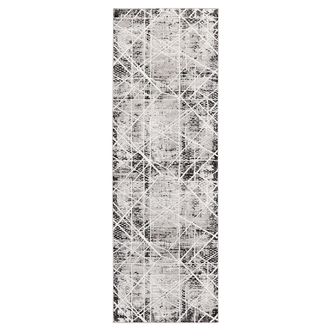 Sesia Black Ivory Linear Geometric - R1003 - 3' x 8' Runner