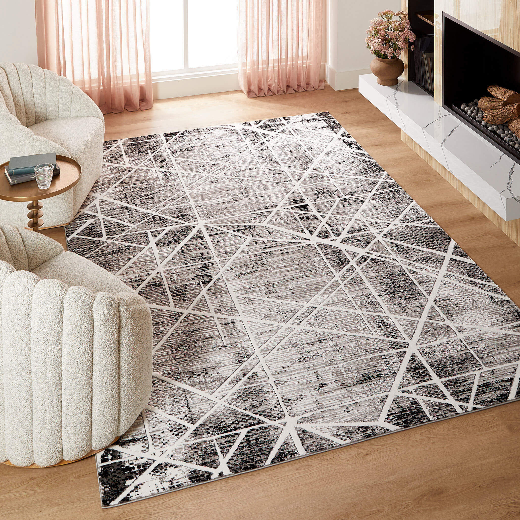 Sesia Grey Black 2'X 3' Rug | Designer Rugs | By Lavin Rugs