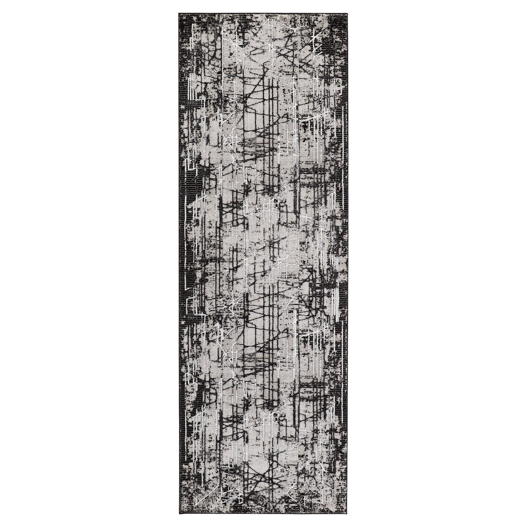 Sesia Black Ivory Linear Geometric - R1004 - 3' x 8' Runner