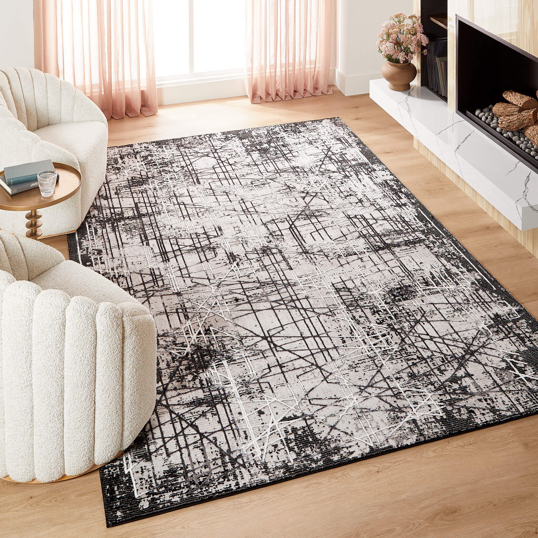 Sesia Grey Black 2'X 3' Rug | Designer Rugs | By Lavin Rugs