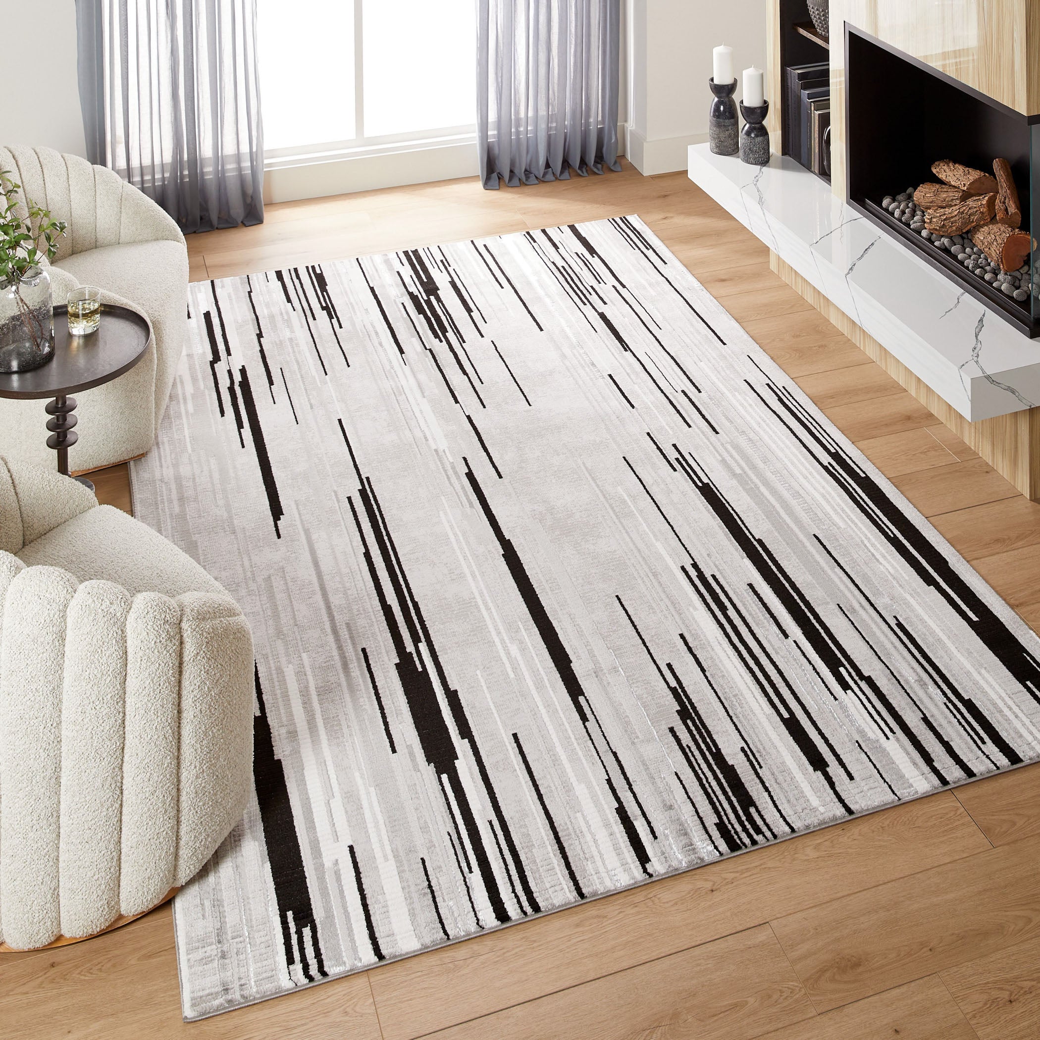 Sesia Grey Black 2'X 3' Rug | Designer Rugs | By Lavin Rugs