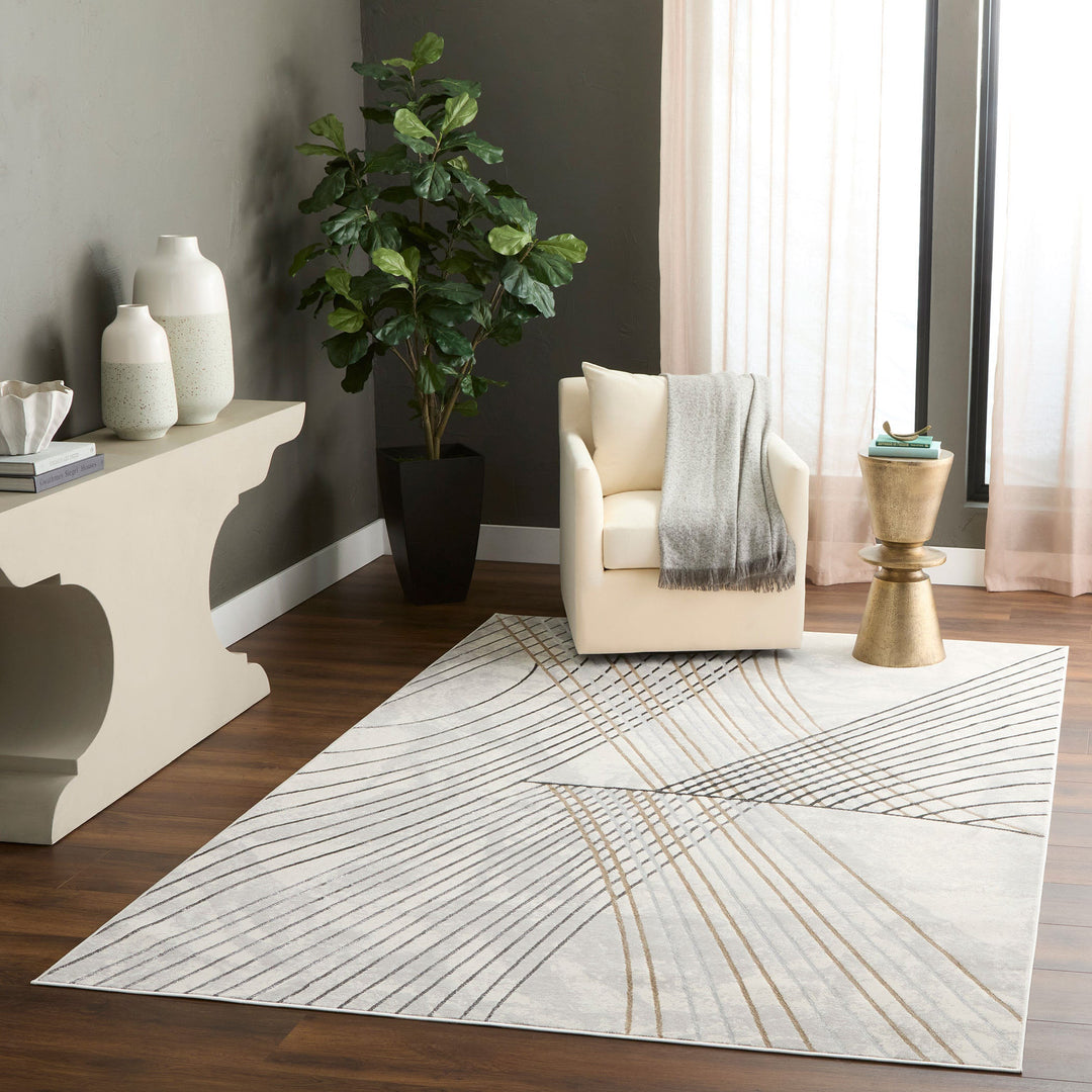 Fatima Gray Black Linear Geometric - T2031 - 7&