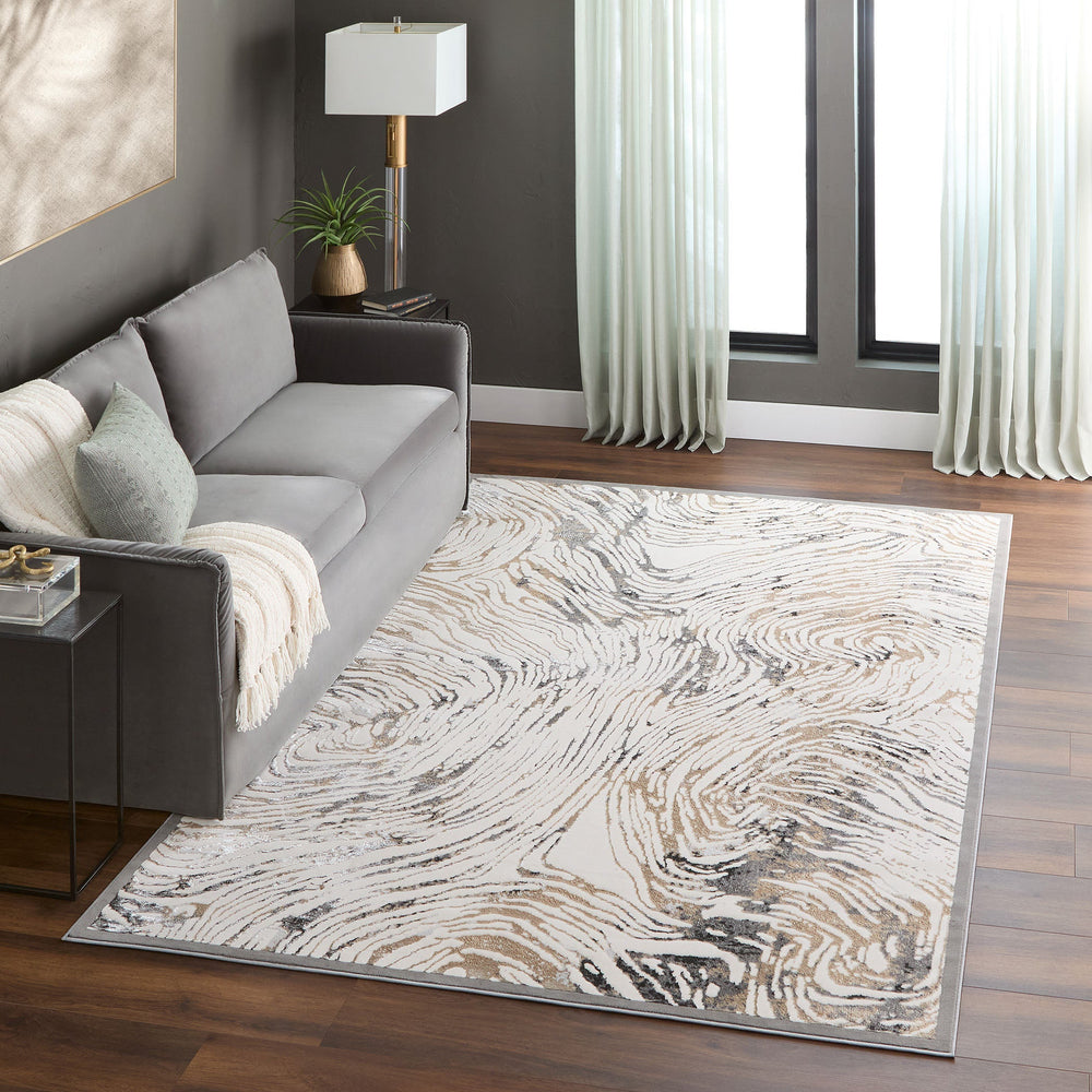 Fatima Black Beige Linear Swirl - T2033 - 5' x 8'