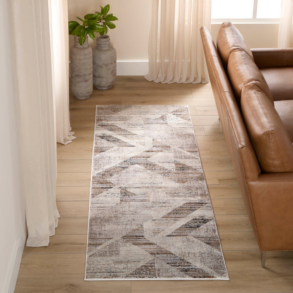 Hadim Brown Geometric - T2047 - 3' x 8' Runner