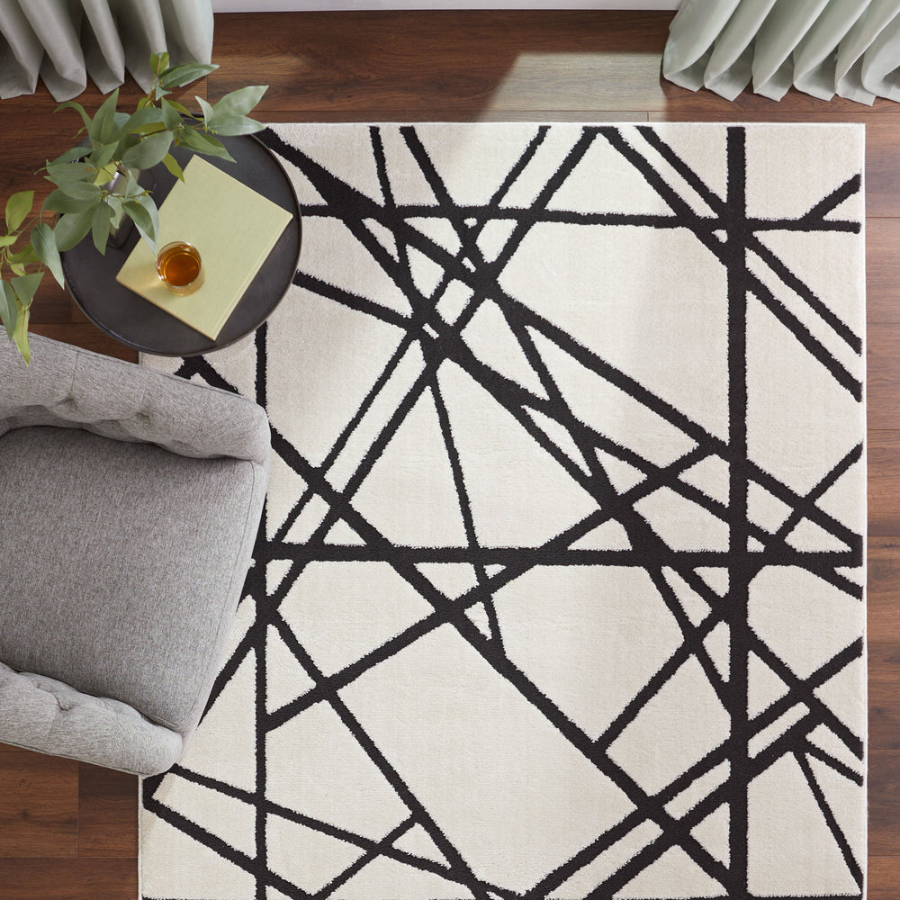 Optika Black Ivory Linear Geometric - T9018 - 7' x 9'