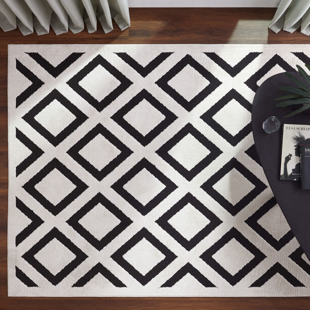 Optika Black Ivory Geometric - T9036 - 5' x 8'