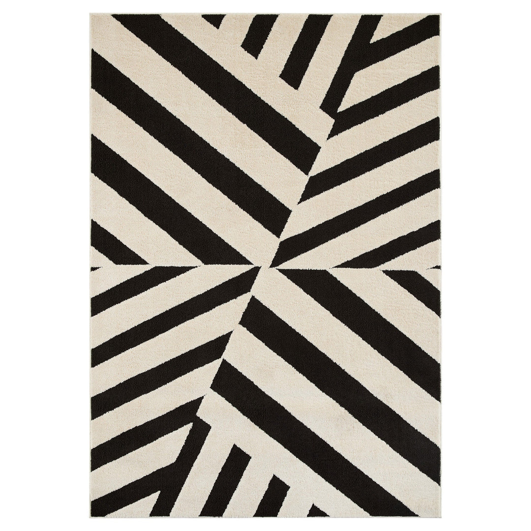 Optika Black Ivory Geometric - T9037 - 5' x 8'