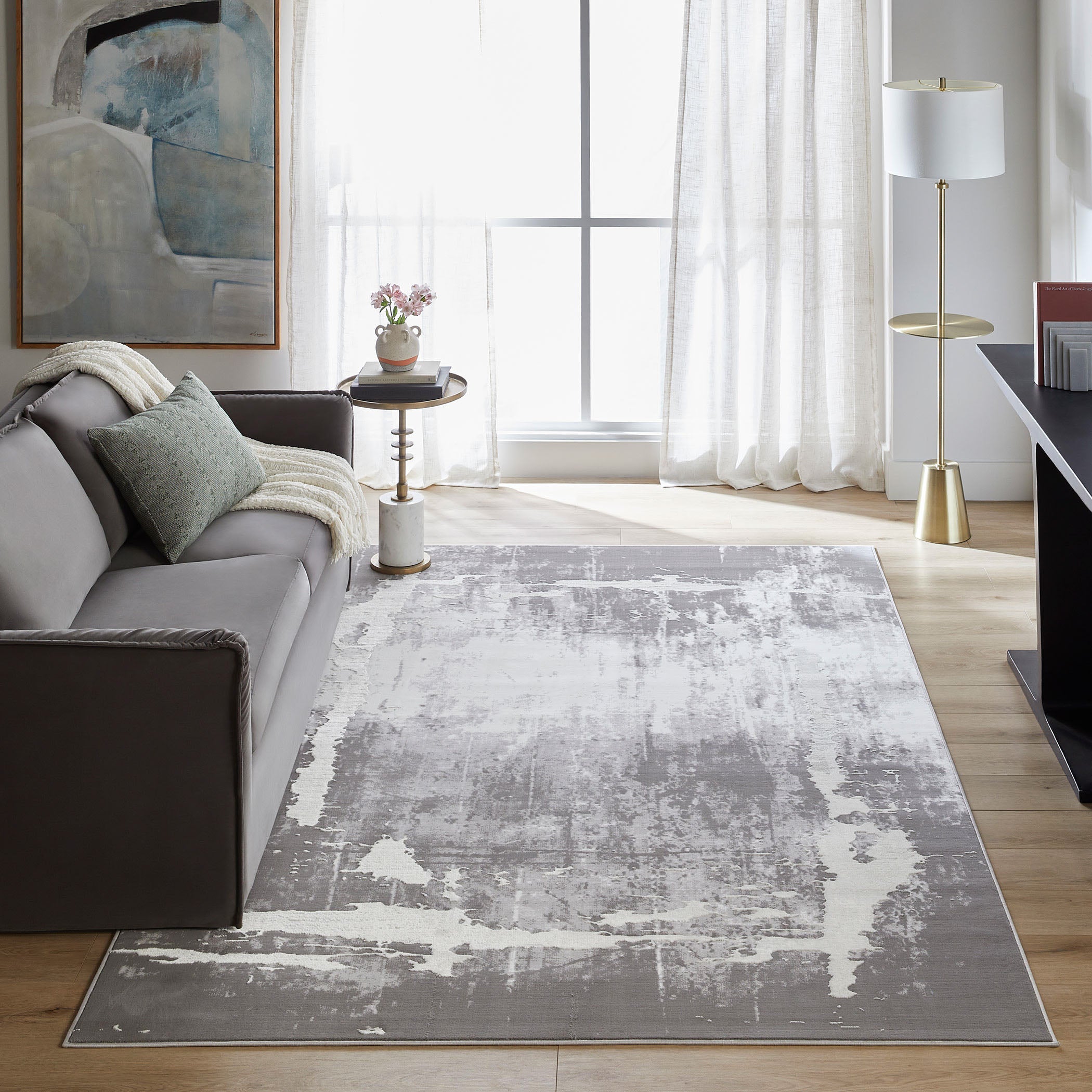 ミラミン Jasmine Grey Black 2'X 3' Rug | Designer Rugs | By Lavin Rugs