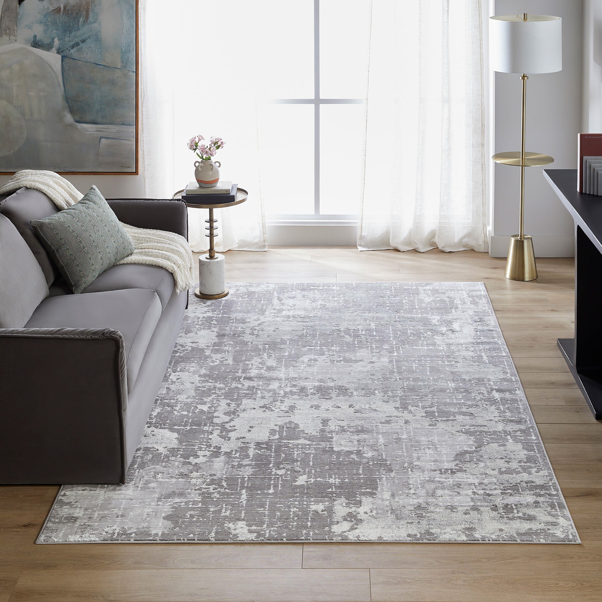 Jasmine Grey Black 2'X 3' Rug | Designer Rugs | By Lavin Rugs