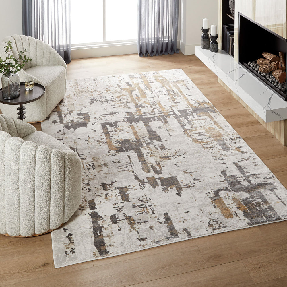 Veleka Gray Beige Painterly - U6014 - 5' x 8'