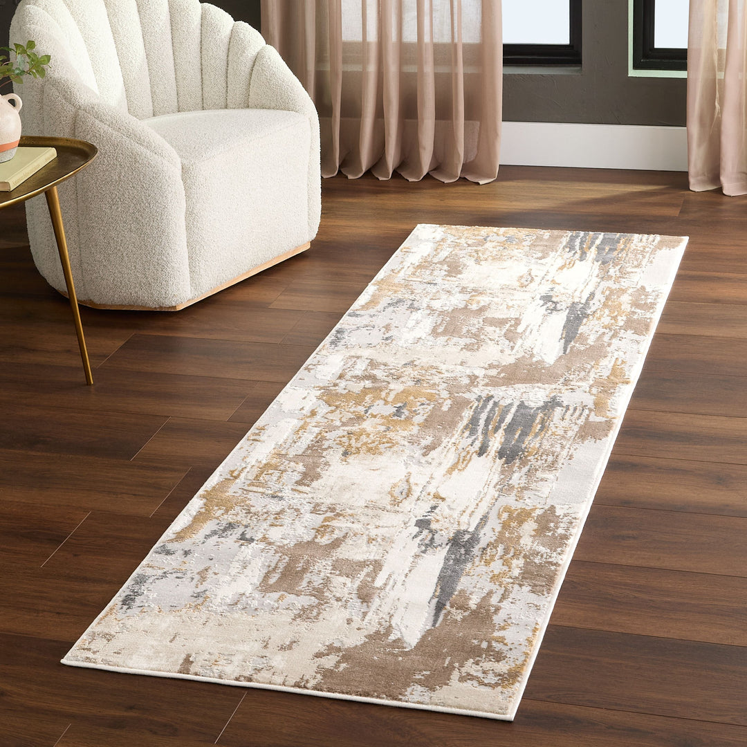 Veleka Gray Gold Painterly - U6018 - 3&