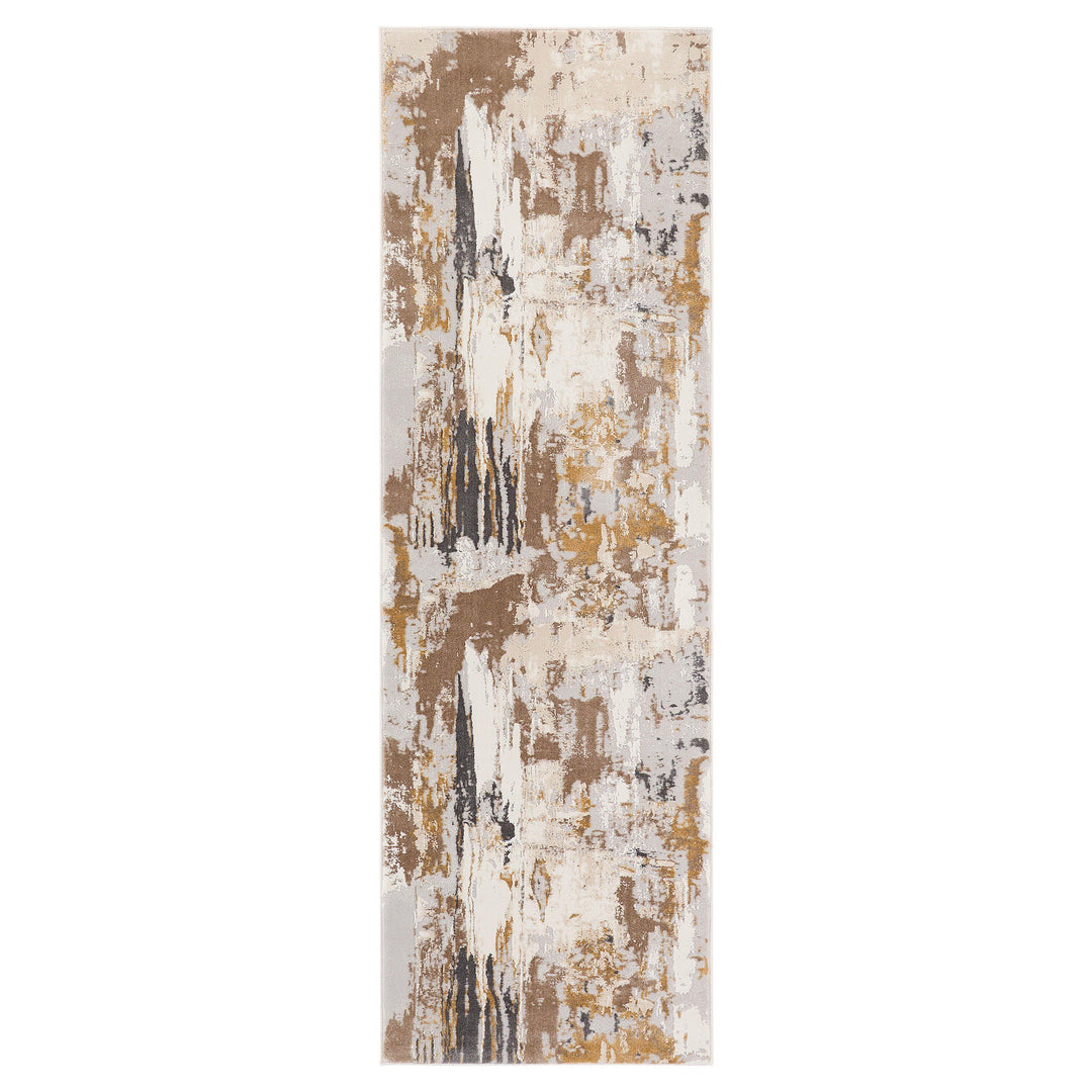 Veleka Gray Gold Painterly - U6018 - 3' x 8' Runner