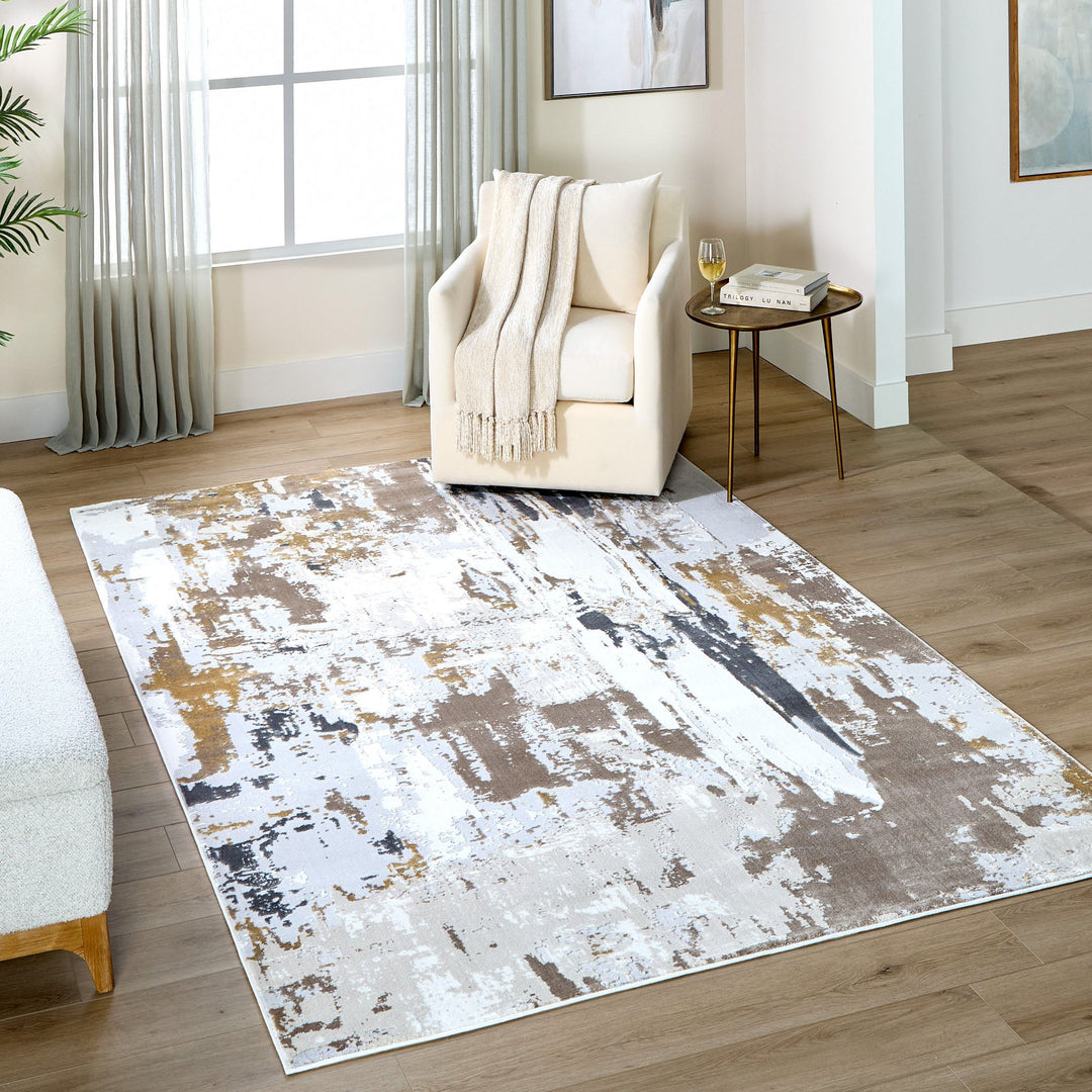 Veleka Gray Gold Painterly - U6018 - 10&