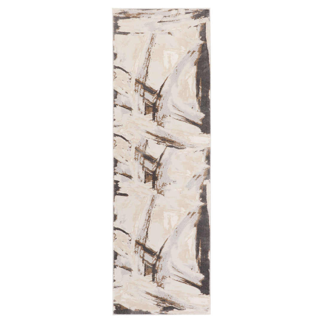 Veleka Gray Gold Brush Stroke - U6020 - 3' x 8' Runner
