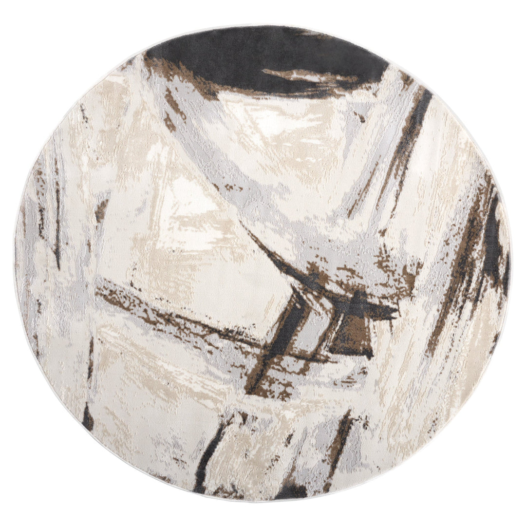 Veleka Gray Gold Brush Stroke - U6020 - 5' Round