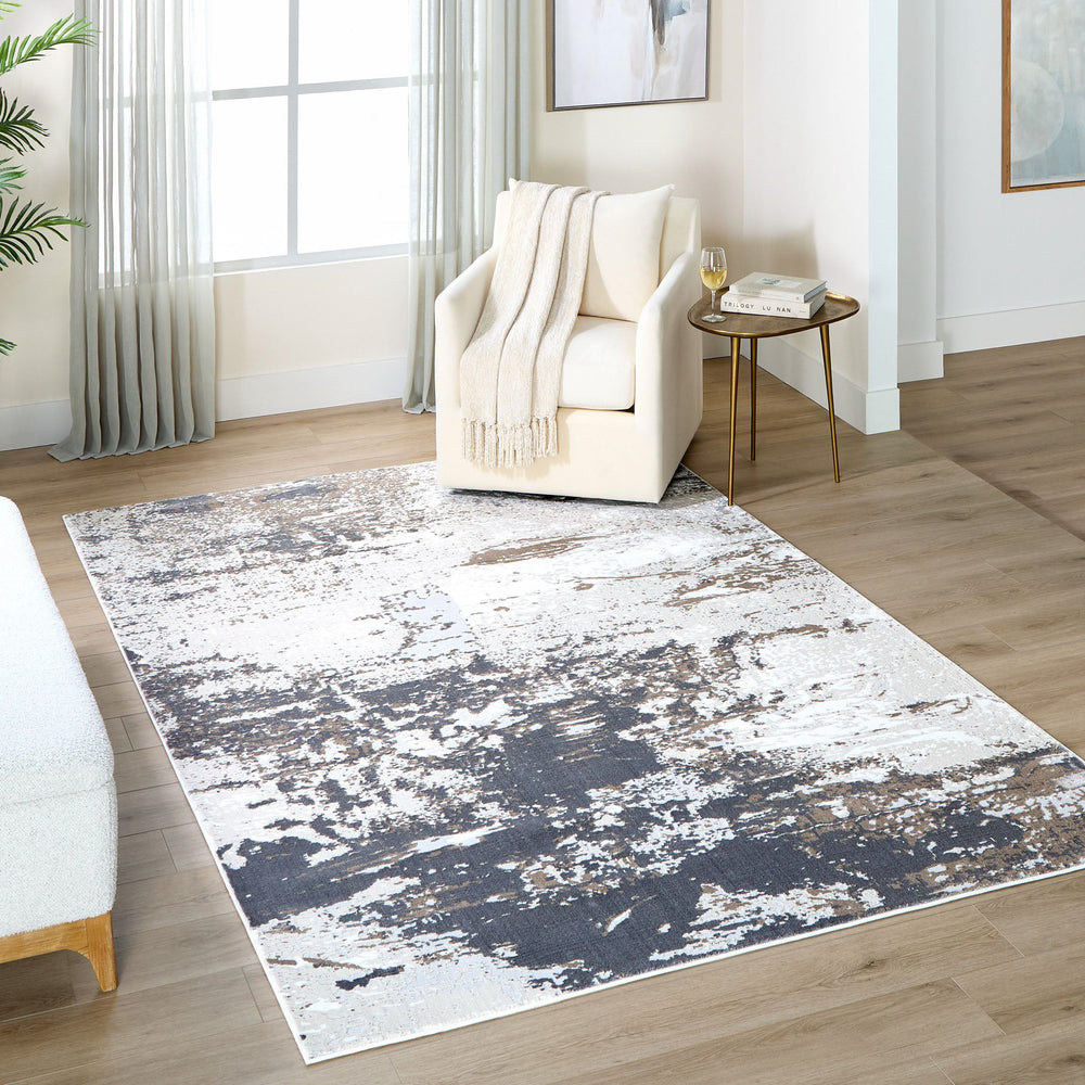 Veleka Gray Gold Painterly - U6021 - 7' x 9'